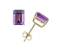 14k Yellow Gold Emerald Cut  Amethyst Stud Earrings