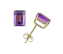 Discount 14k Yellow Gold Four Prong 7x5mm Octagon Amethyst Stud Earrings