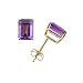 14k Yellow Gold Emerald Cut  Amethyst Stud Earrings