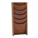 Buddy Products 611-17 5-Pocket literature display wall rack, cherry