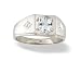14K White Gold Genuine Oval White Topaz and Diamond Men's Ring