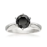 3.00 Carat Black Diamond Solitaire Ring In 14kt White Gold