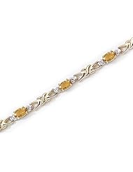 14K Yellow Gold Oval Citrine and Diamond Bracelet