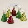 Pack of 6 Christmas Brights Festive Glass Holiday Tree Place Card Holders 2.75"