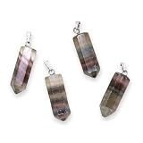 Metal & Fluorite Facet Crystal Point Pendant 22-26mm (Set Of 4)