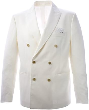 Cantarelli Men's Double Breasted Linen Blend Blazer IT 52R White