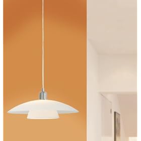 Eglo 87052A Brenda, Nickel Frosted Opal, 1-Light Pendant Light Fixture by Eglo