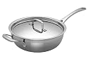 Le Creuset 3-Ply Stainless Steel Chef's Pan with Lid Non-Stick, 24 cm