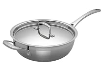 Le Creuset 3-Ply Stainless Steel Chef's Pan with Lid Non-Stick, 24 cm