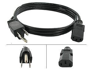 Power Cord / Power Cable 3 Prong for PC (Personal Computer) - 6ft (Black)