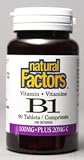 B-1 Thiamine Hcl 100mg W/C (90Tablets) Brand: Natural Factors