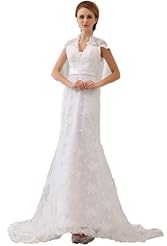 Lace Mandarin Collar Sheath Evening Dress  with a Chapel Train 