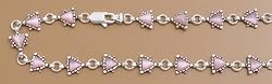 Sterling Silver Stone Anklet - Triangle Cut and Pink - 10'' in Length