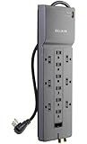 Belkin 12 Outlet Home/Office Surge Protector with 10-Foot cord and Phone/Ethernet/Coaxial Protection plus Extended Cord, BE112234-10