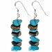 Sterling Silver Genuine Tiger Eye and Reconstituted Turquoise Chip Earrings