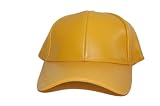 Leather Baseball Cap Hat w/Buckle Strap - (Different Colors), Mustard