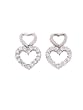 Sterling Silver Heart Earrings, Polished and CZ Lined