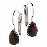 Sterling Silver Genuine Garnet Stone Teardrop LeverBack Lever Back Earrings