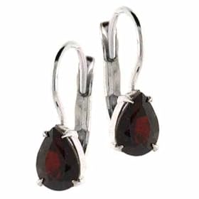 Sterling Silver Genuine Garnet Stone Teardrop LeverBack Lever Back Earrings by 