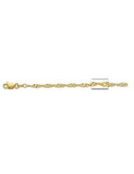 14k Solid Yellow Gold Singapore Rope Chain Necklace 2.1mm 16"