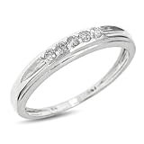 1/7 CT. T.W. Round Cut Diamond Women's Wedding Band 10K White Gold Wedding Ring - Free Gift Box -