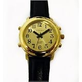 Lady's Gold Tone Talking Watch with Gold Tone Face, Leather Band