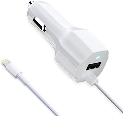 Merope Retractable Dual-Port Lightning Coiled Car Charge for iPhone 7, iPhone 6S, Samsung Galaxy