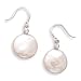 Cultured Freshwater Coin Pearl and Diamond 14K White Gold French Wire Earrings