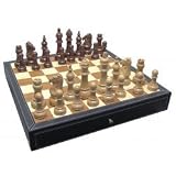 20" Black Leatherette Chess Set
