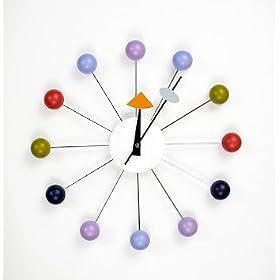 Metal Wall Clock with Wooden Balls