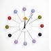 Metal Wood Ball Clock Retro 1960's Multi Color Primary