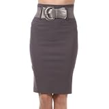 Knee Length High Waist Stretch Pencil Skirt with Wide Belt