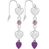Purple SNAZZY SCROLL HEART Dangle Earrings