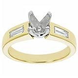 18k Yellow Gold with Platinum Prong Head Engagement Setting with Tapered Baguette Diamond Accents (G-H/VS, 1/2 ct. tw.)