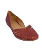 FRYE Clementine Side Dip Metallic Flat in Cherry