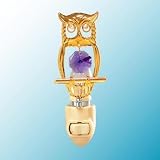 24k Gold Small Owl Night Light - Purple Swarovski Crystal
