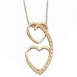 14Kt Yellow Gold Arty Double Heart Diamond Pendant Necklace