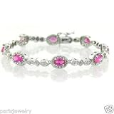 ParisJewelry 10 Carat Genuine Pink Topaz and Diamond Silver