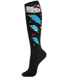 Loungefly Sanrio Hello Kitty Black Lightning Bolts Knee High Socks