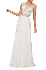 Jeweled Beaded Sheer Lace Chiffon Natural   Waistline Evening Dress/Wedding Dress 