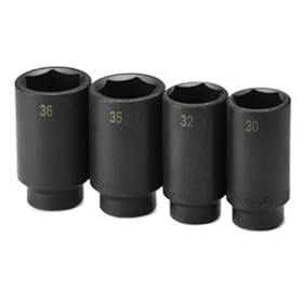 SK Hand Tools 4004 4-Piece 1/2-Inch Drive Axle Nut Deep Impact Socket Set