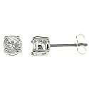 .925 Sterling Silver Rhodium Plated Brilliant Cut Round Swarovski Crystal Stud Earrings