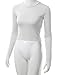 Doublju Basic Long Sleeve Crop Top for Women with Plus Size White Large