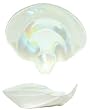 Large Glass Pearl White Cockle Shell Dish 9 1/2" x 8 1/4"