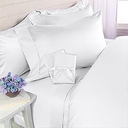 1000-Thread-Count Egyptian Cotton Bed Sheet Set, California King, White Solid