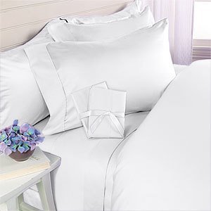 Egyptian Bedding 1500 Thread-Count, King Pillow Cases, White solid, Set of 2