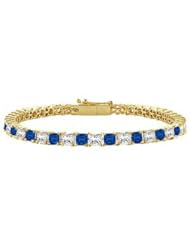 Sapphire and Diamond Tennis Bracelet with 5.00 CT TGW on 14K Yellow Gold
