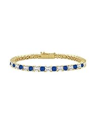 Sapphire and Diamond Tennis Bracelet with 5.00 CT TGW on 18K Yellow Gold