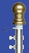 5 FT Silver Aluminum Tangle Free Never Furl Spinning Flagpole Fast Shipping