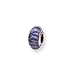 Blue & White Striped, Hand-blown Glass Charm title=